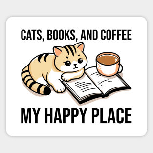 Cats, Books, & Coffee My Happy Place Sticker